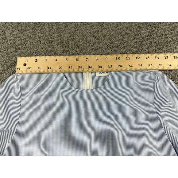 MLM Label Blouse Women XS Blue Bell Sleeve Striped Crewneck Ruffle Cuff Zip Back - Picture 6 of 9